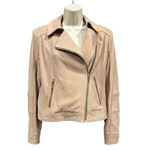 Emelda Luxury Edition Blush Pink Snakeskin Leather Jacket Size 40/4